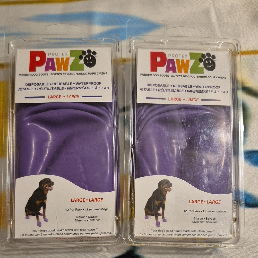 PAWZ Purple Waterproof Reusable Dog Boots - 22 Large Balloon Dog Boot New